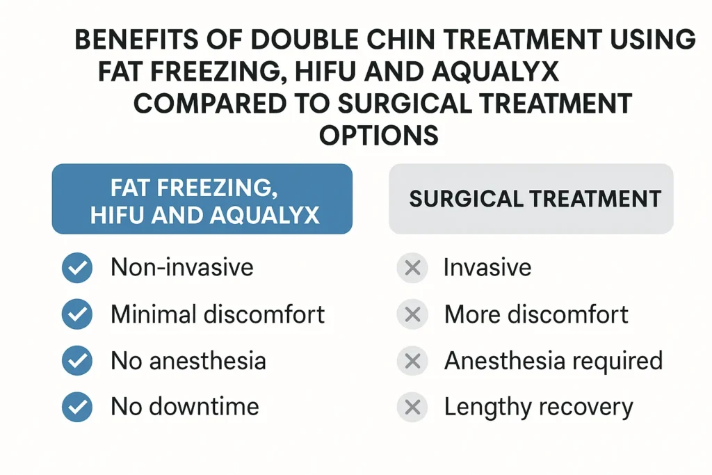 Graphic about the benefits of double chin treatment Enfield Town - from LA LIPO
