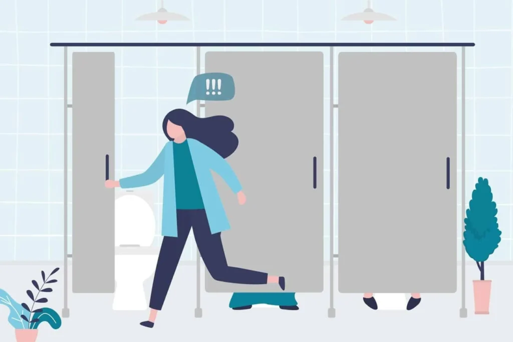graphic of Urine incontinence Enfield Town woman running to the toilet.