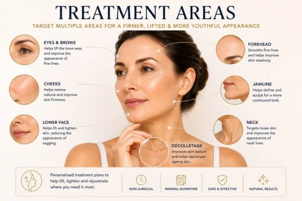 Areas of treatment for the ultimate lift tighten treatment Enfield Town
